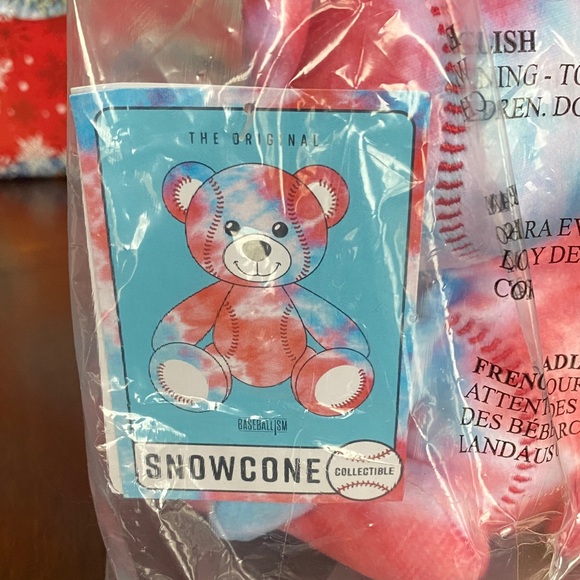 Colorful Tie-Dye Baseball Theme Teddy Bear Plush - Picture 4 of 5